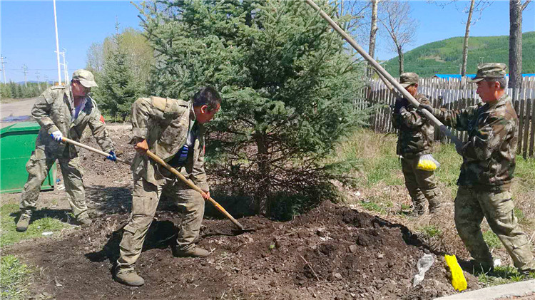 5月26日，圖里河林業局西尼氣林場干部職工正在林場場址植樹綠化。今年，圖里河林業局西尼氣林場將植樹造林與場址綠化結合起來，計劃兩荒造林和補植補造總計1200余畝。劉洪林.jpg