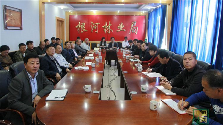 根河林業(yè)局組織收看林區(qū)2017年度秋季森林防火工作視頻會議.JPG