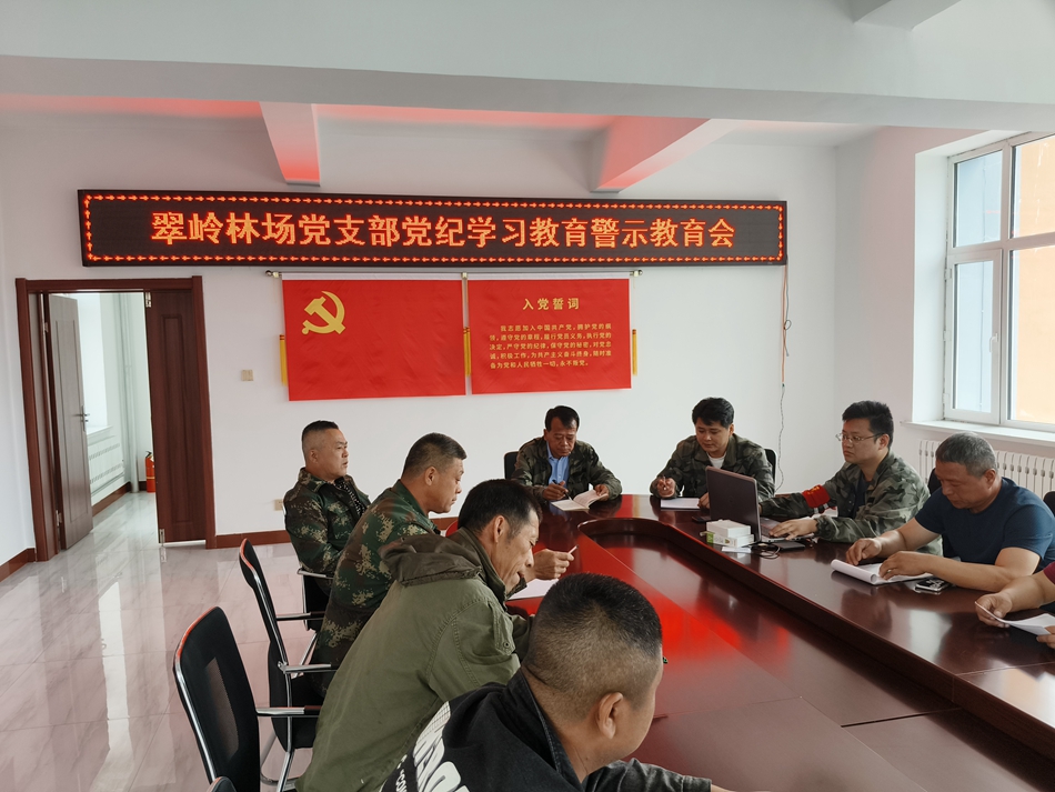 綽源森工公司翠嶺林場黨支部召開黨紀學習教育學習會.jpg
